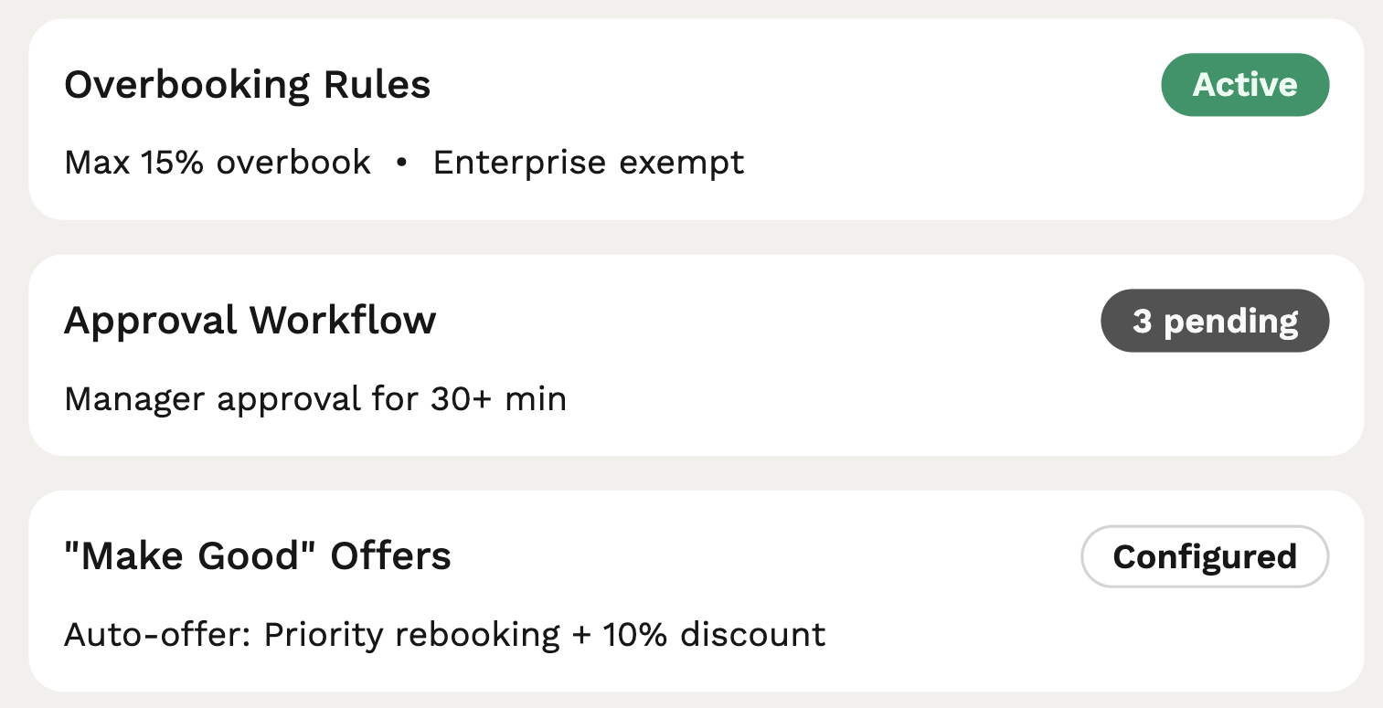 Revenue ops controls interface